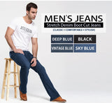 Men's Stretch Bootcut Jeans | Slim Flare Denim Trousers