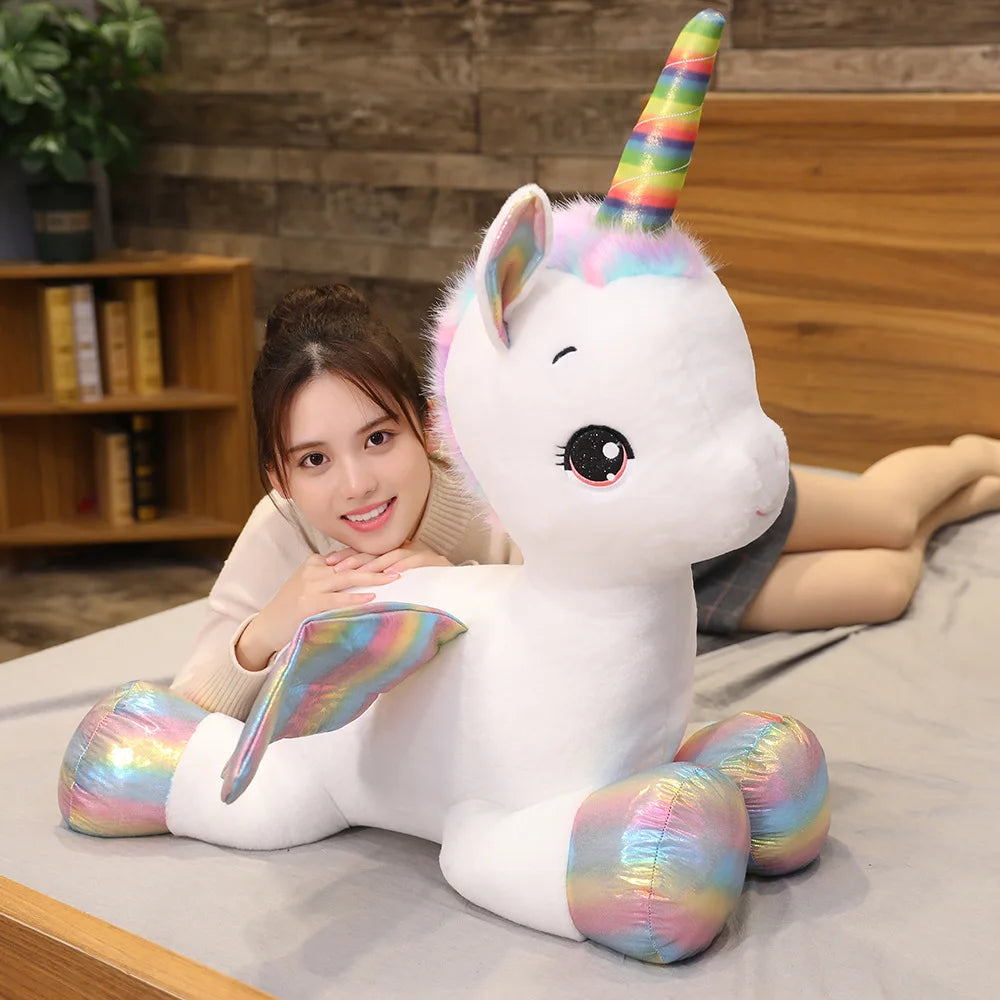 Nice Huggable Cute Unicorn Dream Rainbow Plush Toy High Quality Pink Horse Sweet Girl Home Decor Sleeping Pillow Gift For Kids