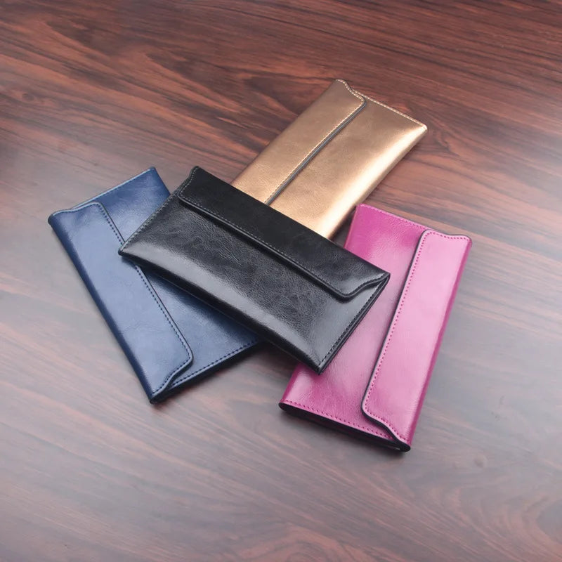 NIGEDU Brand Genuine Leather Women Wallet Long Thin Purse Cowhide Multiple Cards Holder Clutch Bag Fashion Standard Wallet