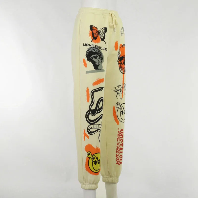 Women's Hippie Cartoon Print Joggers