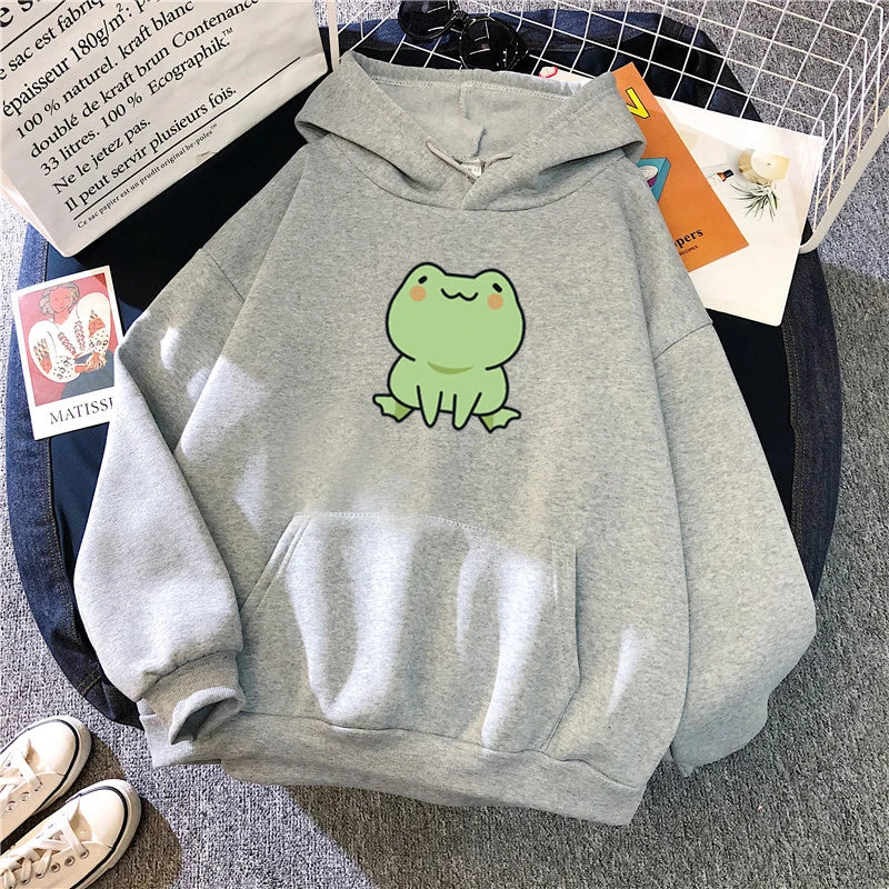 Kawaii Frog Harajuku Fleece Hoodie