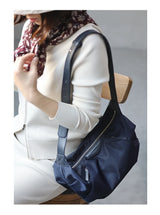 Lightweight Nylon Matching Genuine Leather Crossbody Bag High Quality Single Shoulder Bags Fashion Pleated Messenger Purses