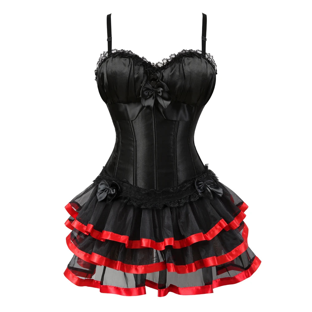 Women's Corset Dress with Straps & Lace | Plus Size Bustier Set