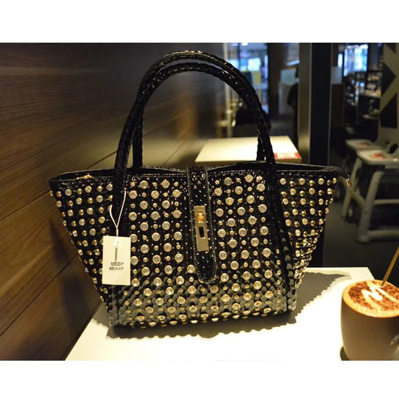iPinee Rhinestones Crossbody Bags For Women Patent  Leather Luxury Handbags Women Bag Designer Ladies Messenger Bag Sac A Main
