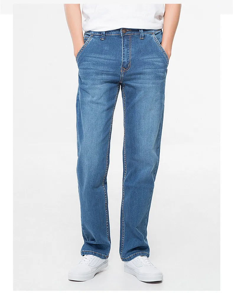 42 44 46 48 large size men's loose denim jeans autumn and winter brand clothing high quality anti-theft zipper pocket jeans