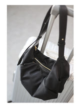 Lightweight Nylon Matching Genuine Leather Crossbody Bag High Quality Single Shoulder Bags Fashion Pleated Messenger Purses