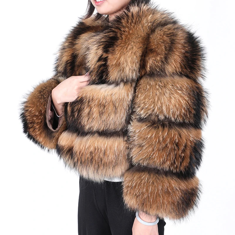 Luxury Women’s Real Raccoon & Fox Fur Jacket | Premium Winter Outerwear