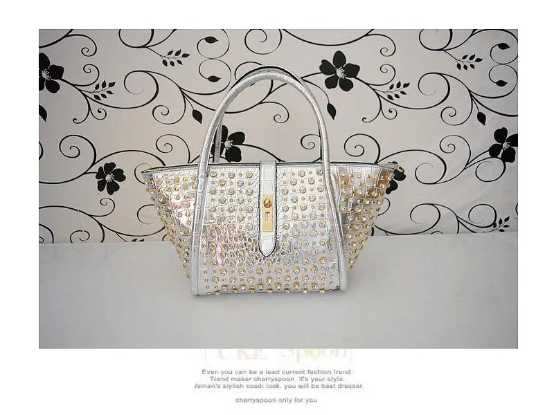 iPinee Rhinestones Crossbody Bags For Women Patent  Leather Luxury Handbags Women Bag Designer Ladies Messenger Bag Sac A Main