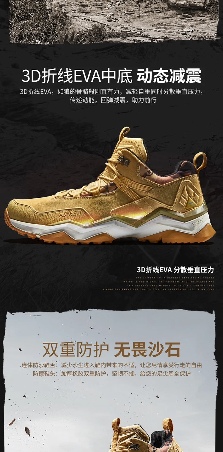 Rax Men Hiking Shoes Waterproof Outdoor Sports Sneakers for Men Trekking Shoes Lightweight Mountain Climbing Shoes Men Antislip
