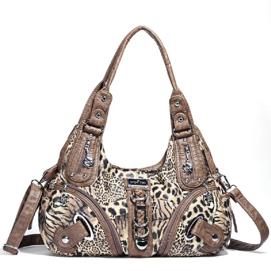 Angel Kiss Women Handbags Leopard Bag Top-handle Handbag Fashion Satchel Dumpling Pack Shoulder Bag Tote Bag Hobos Large Purse