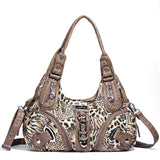 Angel Kiss Women Handbags Leopard Bag Top-handle Handbag Fashion Satchel Dumpling Pack Shoulder Bag Tote Bag Hobos Large Purse
