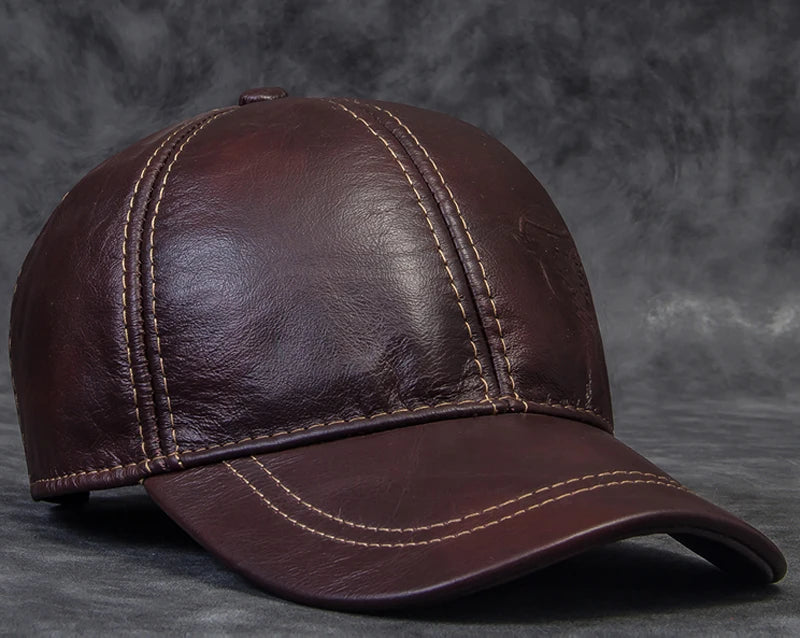 Men's Genuine Leather Baseball Cap | Eagle Print