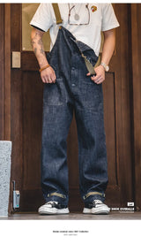 Maden Vintage Unisex Denim Overalls – Navy Baggy Fit