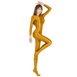 Glossy Long Sleeve Full-Length Jumpsuit