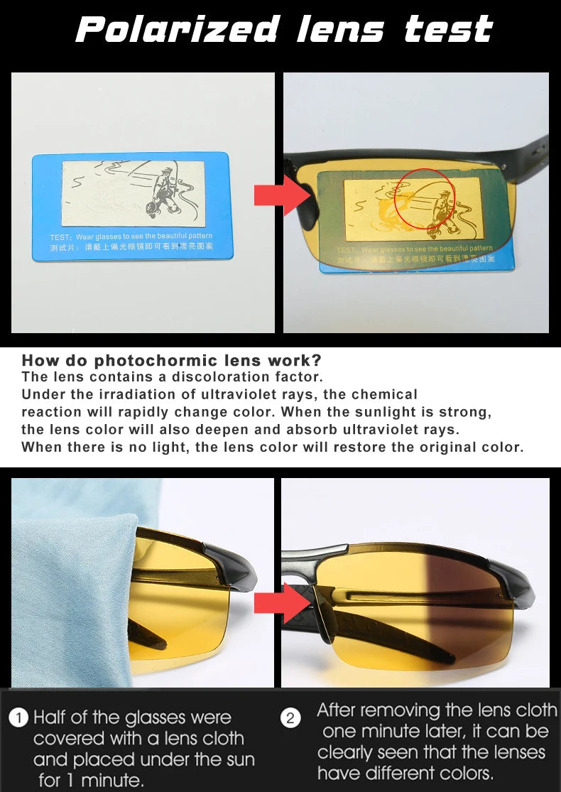 Top Anti-glare Day Night Vision Glasses For Driving Men Polarized Sunglasses Photochromic Driver Goggles Glasses zonnebril heren