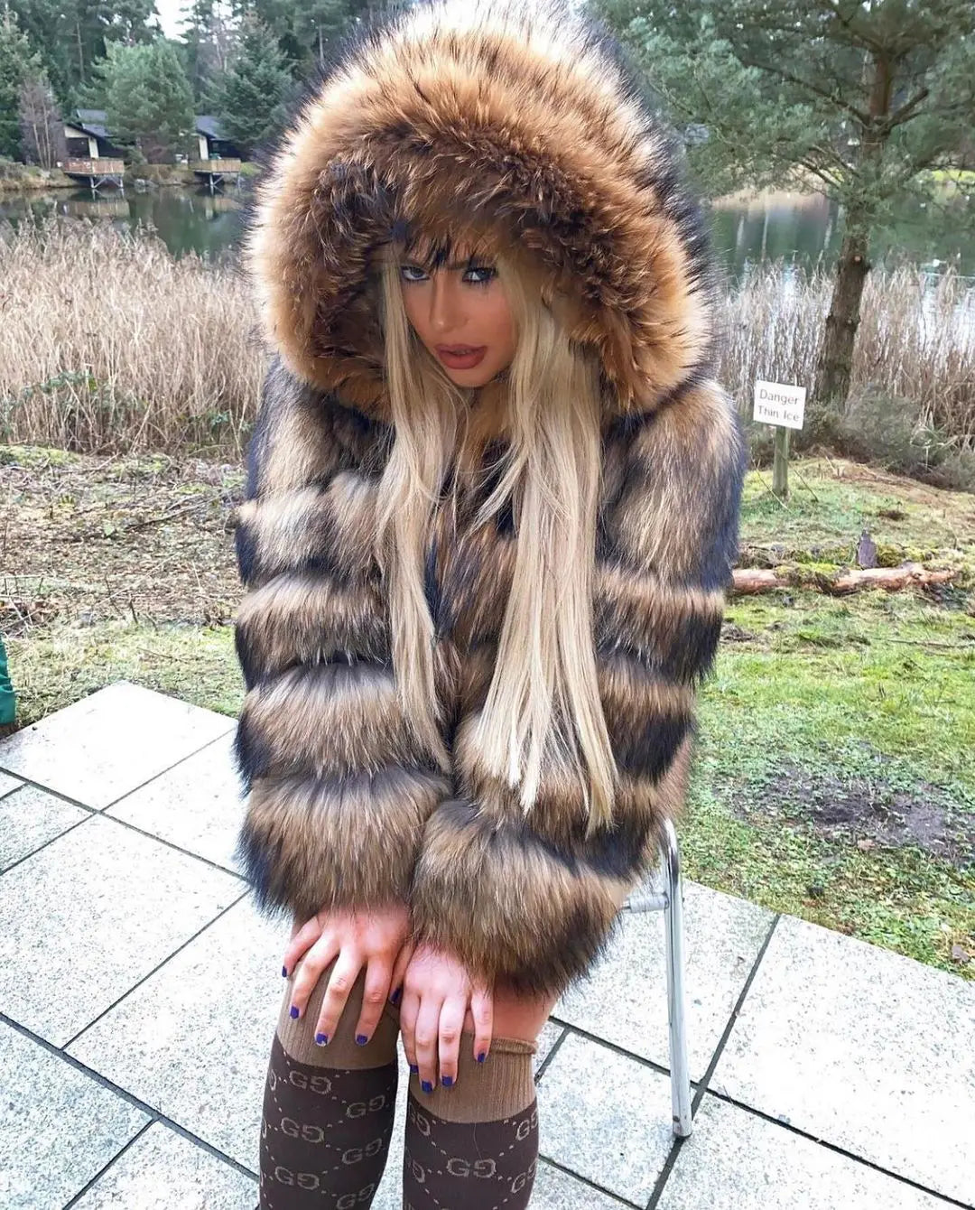 Luxury Women’s Real Raccoon & Fox Fur Jacket | Premium Winter Outerwear