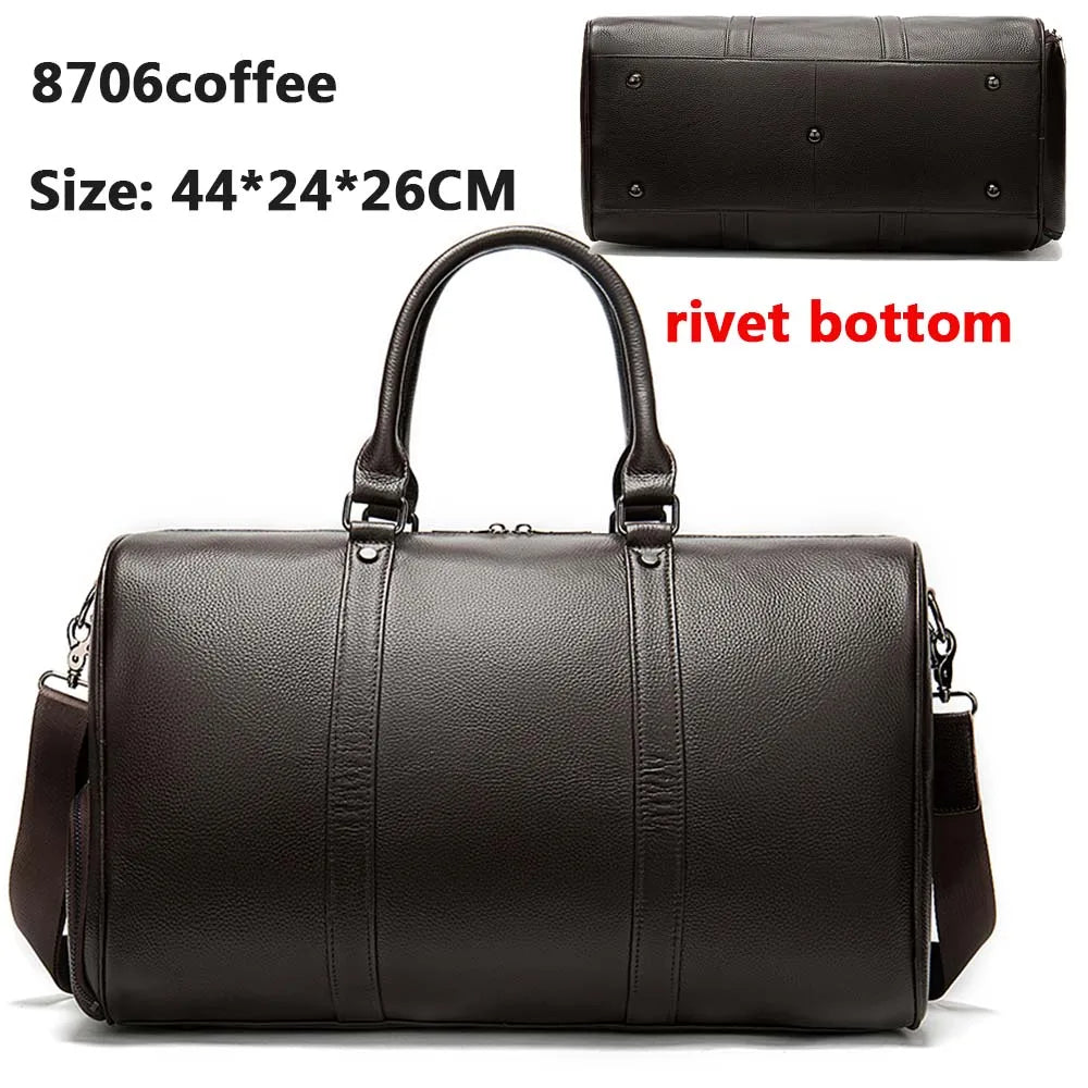 WESTAL Men's Travel Bags Hand Luggage Genuine Leather Duffle Bags Leather Luggage Travel Bag Suitcases Handbags big/Weekend Bag
