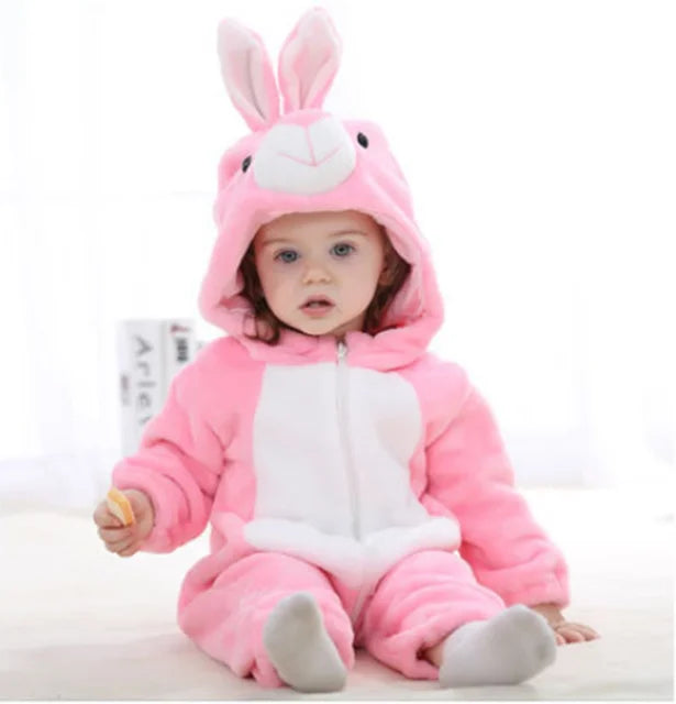 Adorable Animal Cartoon Baby Winter Rompers