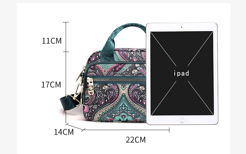 Women's Floral Nylon Crossbody Shoulder Bag