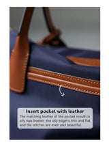 Zipper Tote Bags For Women Nylon With Real Leather Handbag High Quality Single Shoulder Bag