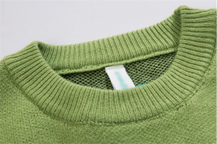 Men’s Harajuku Dinosaur Knitted Sweater