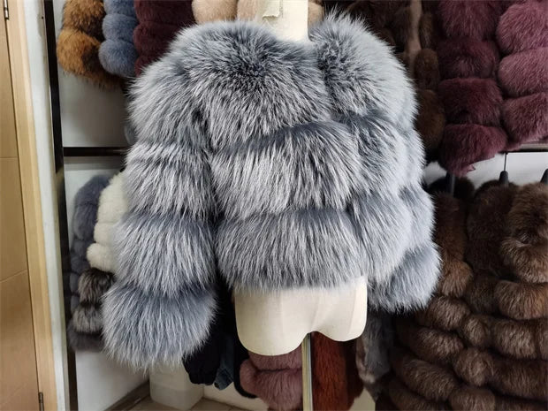 Luxury Women’s Real Raccoon & Fox Fur Jacket | Premium Winter Outerwear