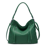 ZENCY New Handbag Luxury Genuine Leather Bag for Women Shoulder Tote Crossbody Double Zipper Pocket Charming Red Hobo Bag