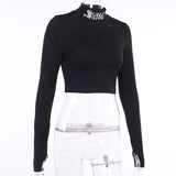 Gothic Letter Embroidery Crop Top