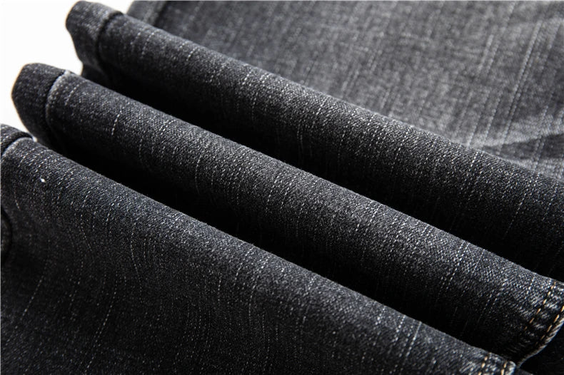 2025 Autumn New Men Regular Fit Stretch Jeans Classic Style Smoky Gray Fashion Casual Denim Pants Male Brand Trousers Blue