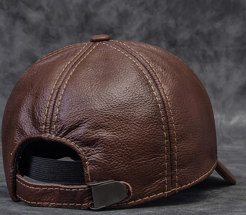 Men's Genuine Leather Baseball Cap | Eagle Print