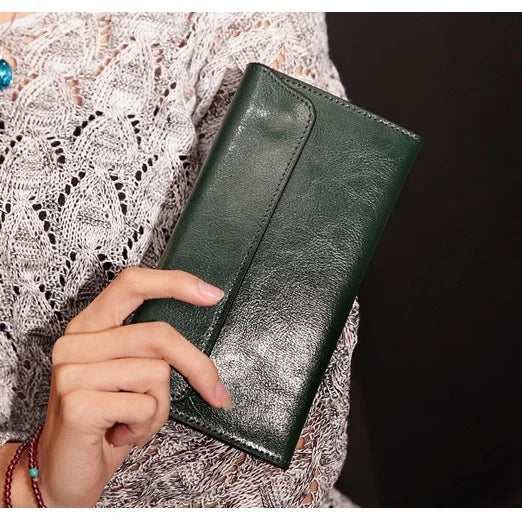 NIGEDU Brand Genuine Leather Women Wallet Long Thin Purse Cowhide Multiple Cards Holder Clutch Bag Fashion Standard Wallet