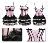 Women's Corset Dress with Straps & Lace | Plus Size Bustier Set