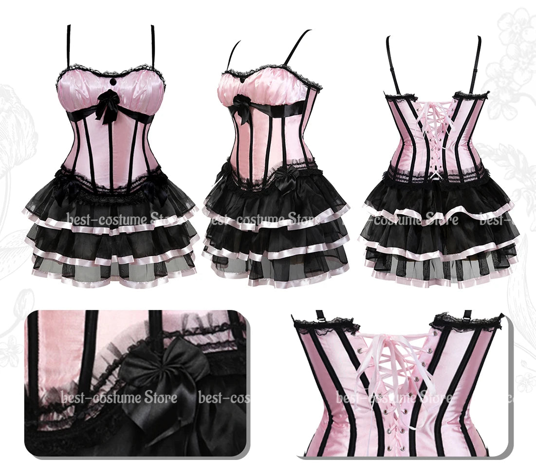 Women's Corset Dress with Straps & Lace | Plus Size Bustier Set