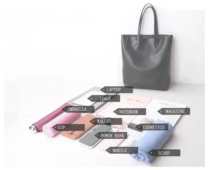 Bag Women 2022 New Summer Genuine Leather Tote Female Casual Fashion Simple Underarm Shoulder Bag Large Capacity Shopper Handbag