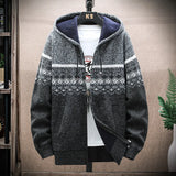 Men’s Winter Plaid Fleece-Lined Hooded Cardigan Jacket