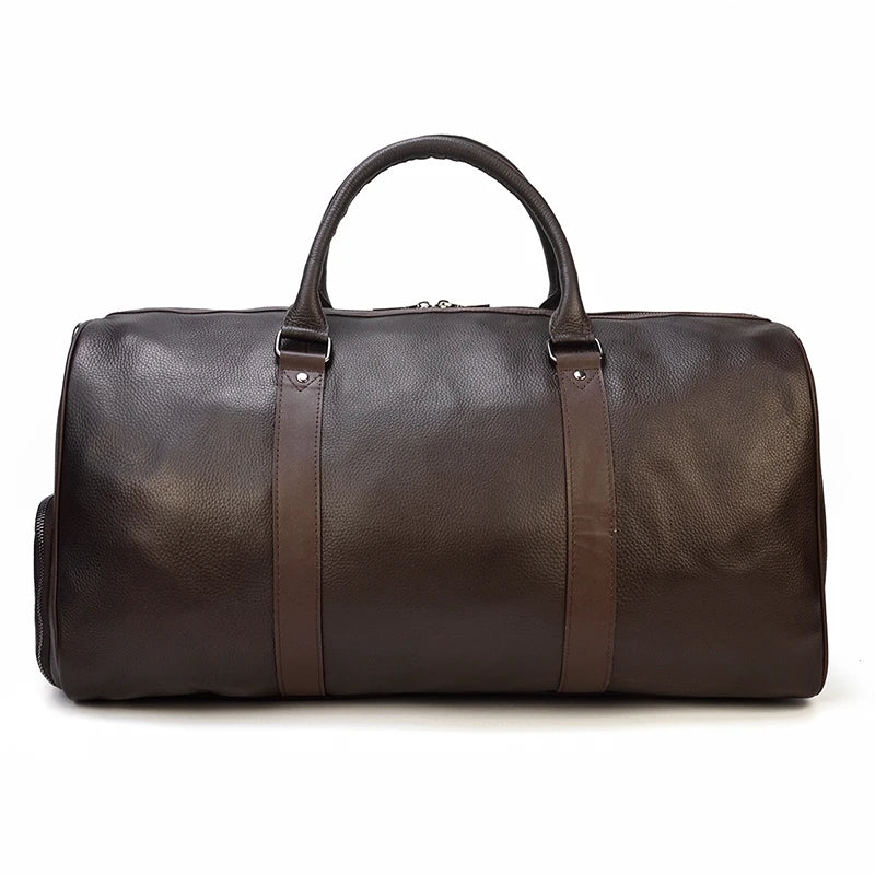 Natural Cowskin Travel Bags Waterproof Men's Leather Overnight Bag Handbag For Plane Luggage Men Male Weekend Bag Business 55cm