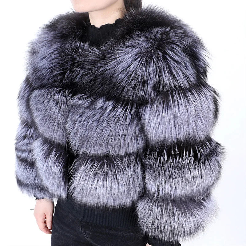 Luxury Women’s Real Raccoon & Fox Fur Jacket | Premium Winter Outerwear
