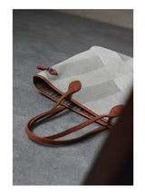 Women's Fashion Shoulder Bag Luxury Designer Handbag Large Capacity Canvas With Genuine Leather Tote For Shopping,Commuting,Work