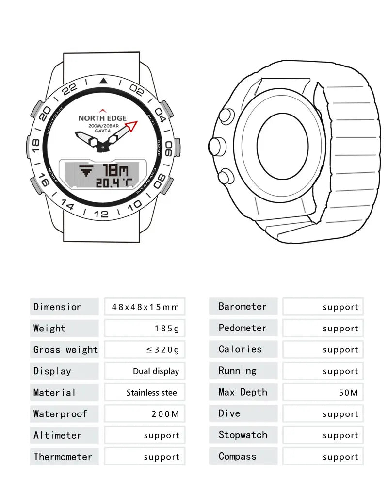 NORTH EDGE Gavia 2 Men's Dive & Adventure Watch