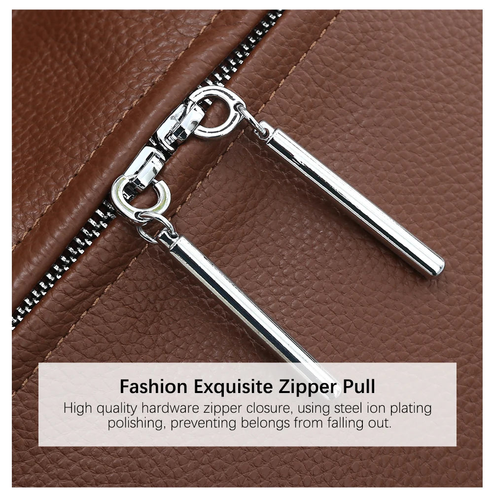 Zency Soft Cowhide Leather Winter Women's Shoulder Bag Casual Commuter High Capacity Female Crossbody Handbag Vintage Shopper