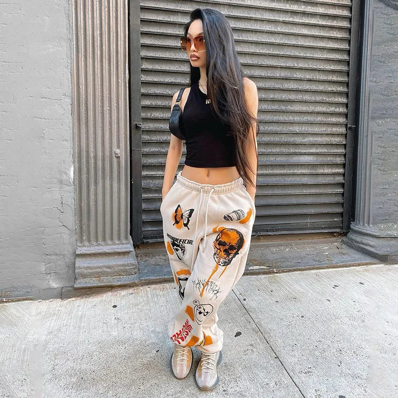 Women's Hippie Cartoon Print Joggers