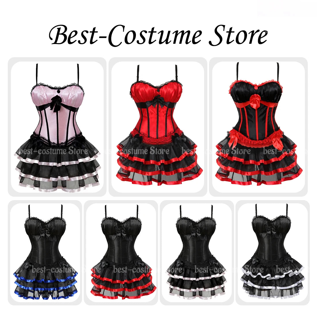 Women's Corset Dress with Straps & Lace | Plus Size Bustier Set