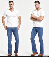 Men's Stretch Bootcut Jeans | Slim Flare Denim Trousers
