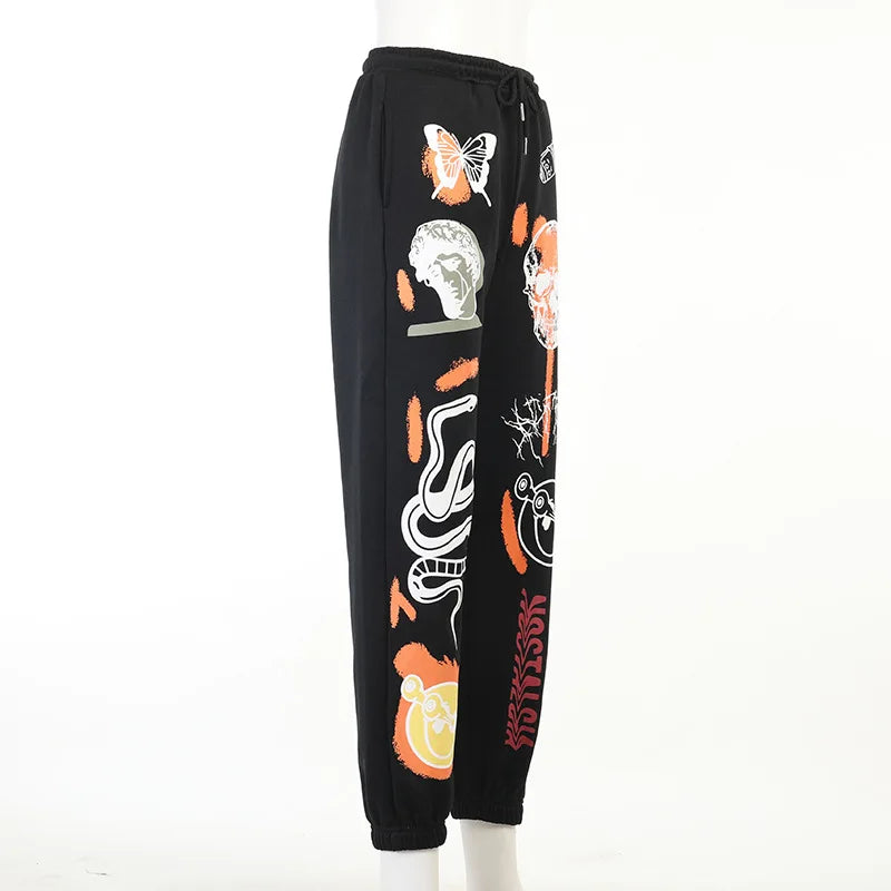 Women's Hippie Cartoon Print Joggers