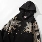 Makuluya Hoodies Yokosuka Black Dragon Phoenix Suzaku Pattern Embroidered Pullover Sakura