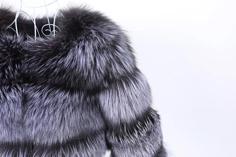 Luxury Women’s Real Raccoon & Fox Fur Jacket | Premium Winter Outerwear