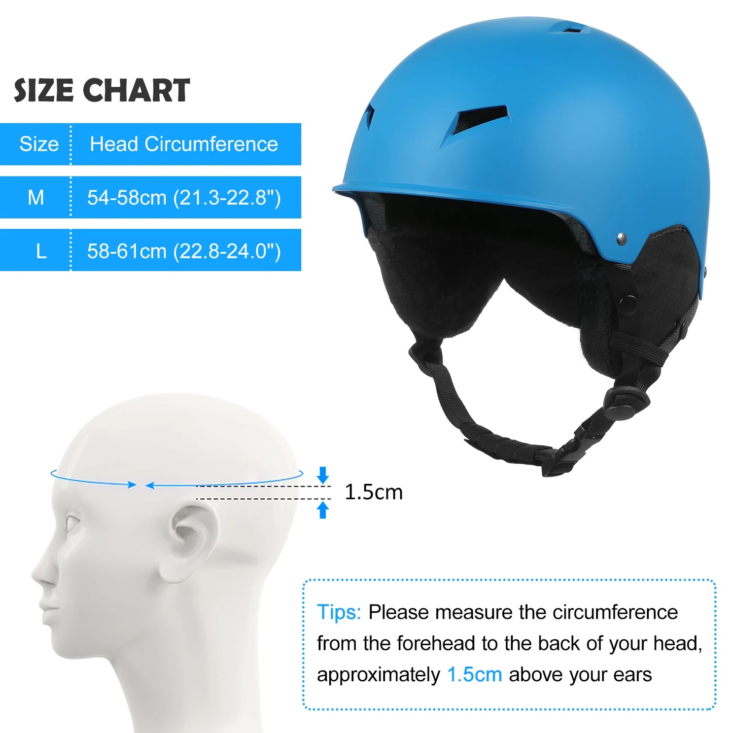 Winter Snow Helmet with Detachable Earmuffs