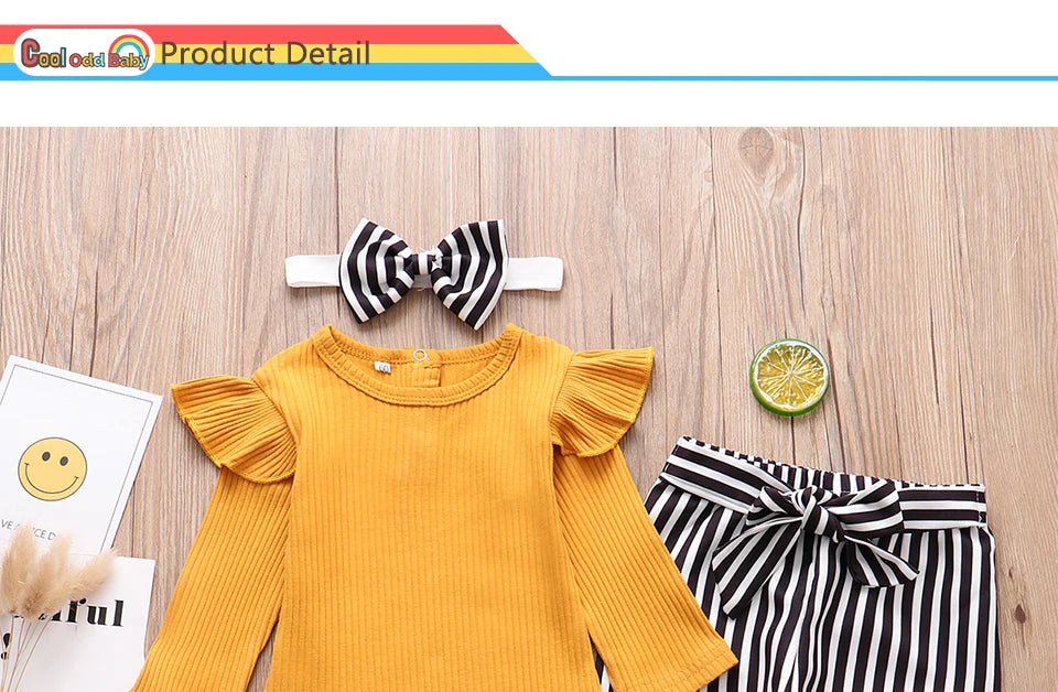 Baby Girl 3-Piece Outfit with Pants & Headband