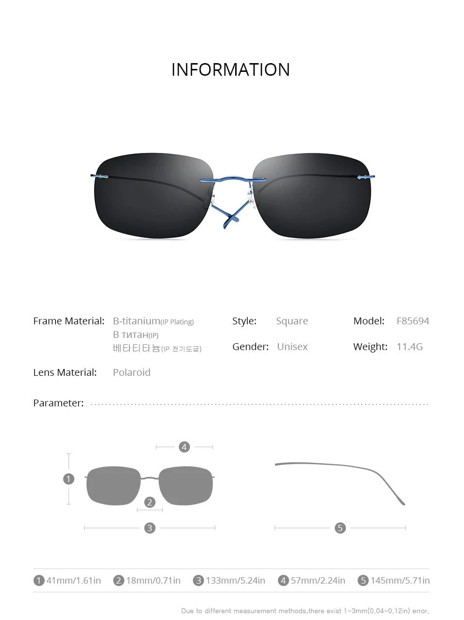 FONEX Titanium Rimless Polarized Sunglasses – Ultralight