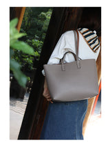 JAZZQ Reversible Genuine Leather Tote | First-Layer Cowhide